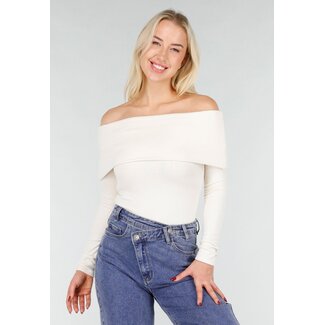 Off Shoulder Stretch Top Ecru