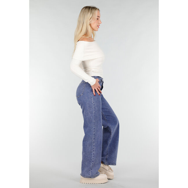 Ecru Off Shoulder Top mit langen Ärmeln