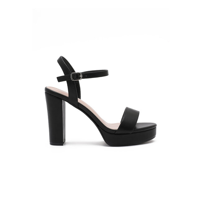 Schwarze Plateau-Sandalen mit Blockabsatz