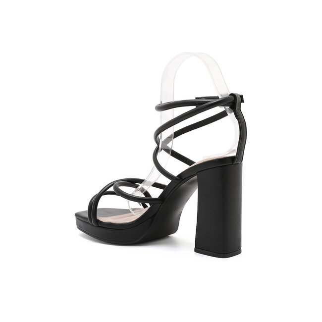 Schwarze Riemchensandalen mit Blockabsatz