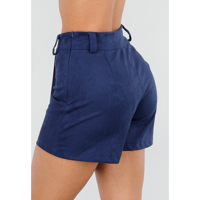 Dunkelblauer Skort in Wildlederoptik mit Gürtelschlaufen