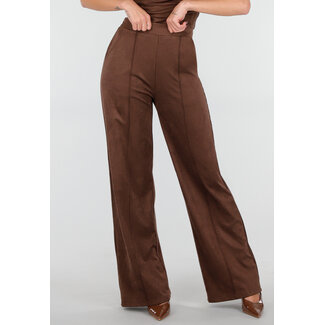 Braune Straight Leg Wildlederhose