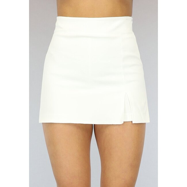 Weißer Taillierter Skort mit Schlitz