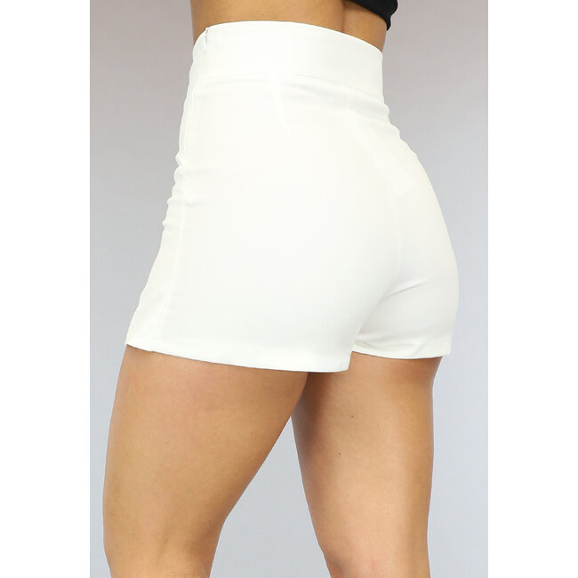Weißer Taillierter Skort mit Schlitz