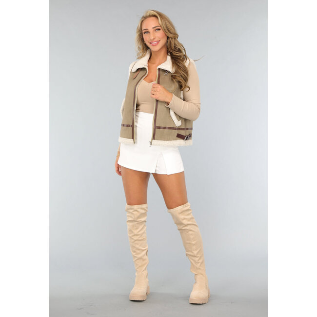 Weißer Taillierter Skort mit Schlitz