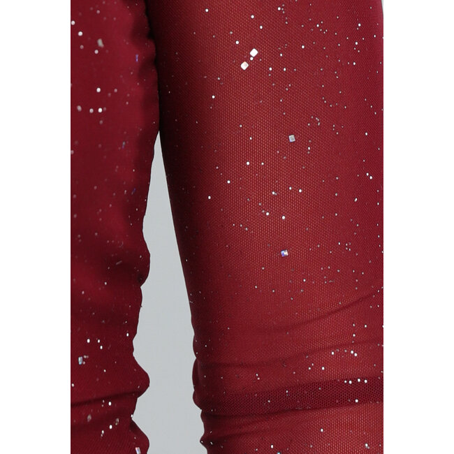 Burgunderfarbenes einärmeliges Glitzer-Top