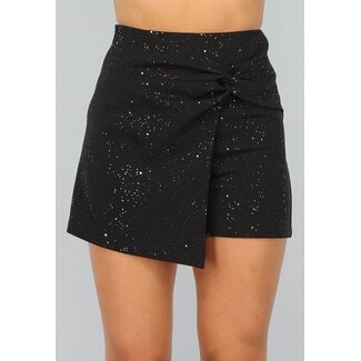 Schwarzer Skort mit Glitzer und Twist-Detail