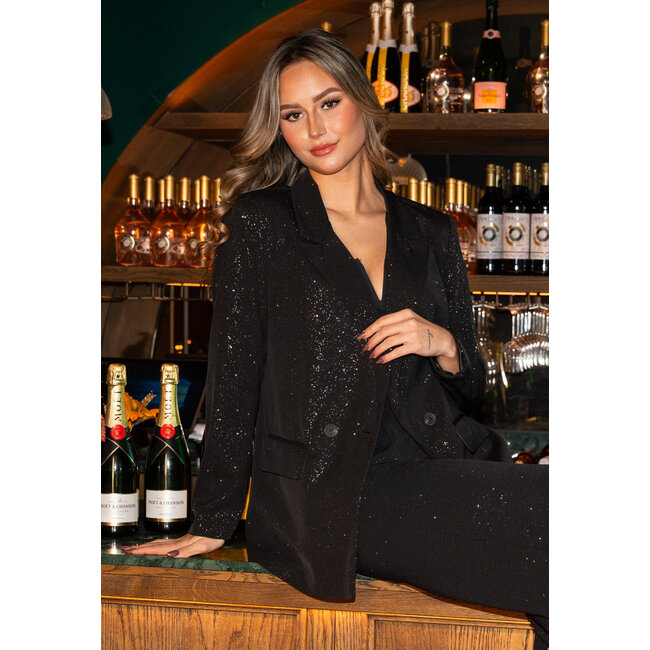 Schwarzer Blazer mit verschiedenem Glitter