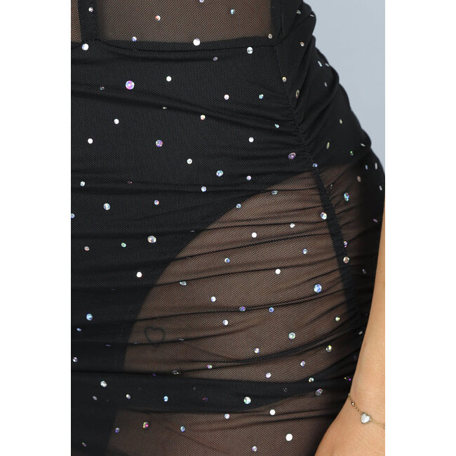 Mesh-Glitzer-Kleid mit Korsett-Look