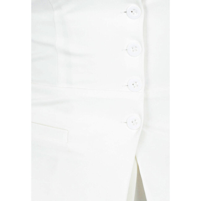 Cremefarbene, taillierte Gilettop ohne Träger mit Knöpfen