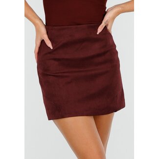 Bordeauxfarbener Rock in Wildlederoptik