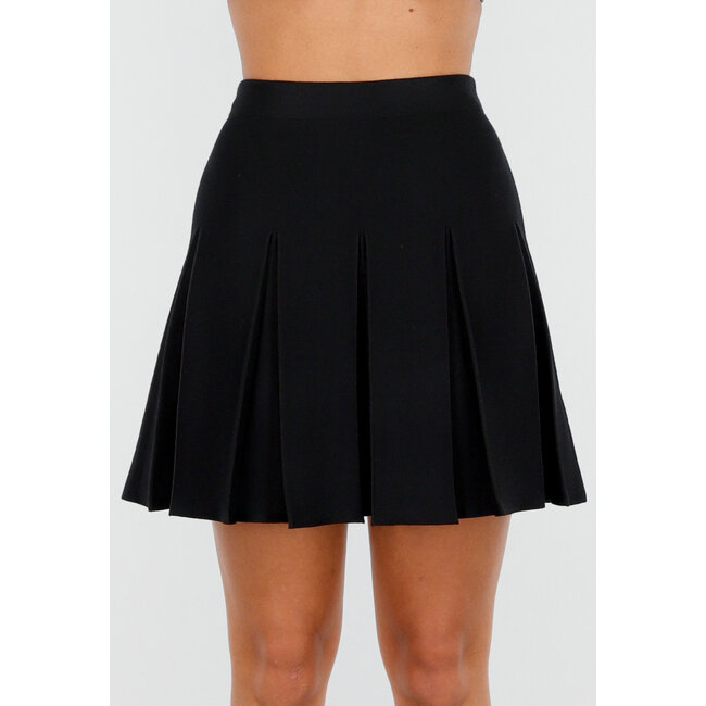 Schwarzer Faltenrock aus gestricktem Stretch-Stoff