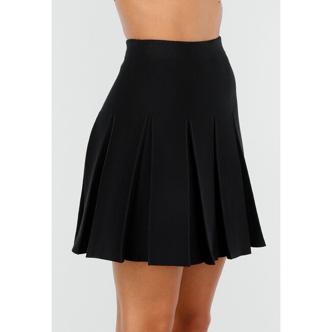 Schwarzer Faltenrock aus gestricktem Stretch-Stoff