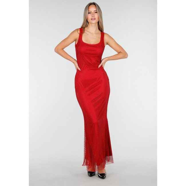 Rotes Kleid mit Strass und Stretch
