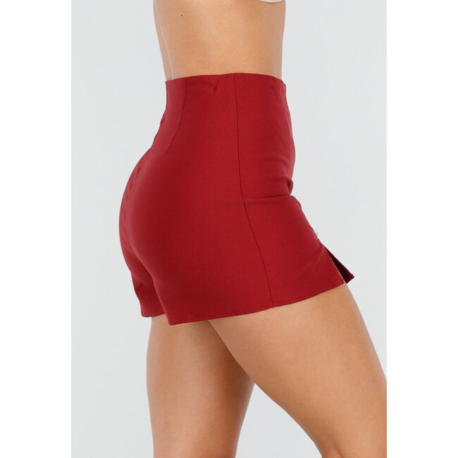 Bordeauxroter Skort mit Stretch und Schlitz