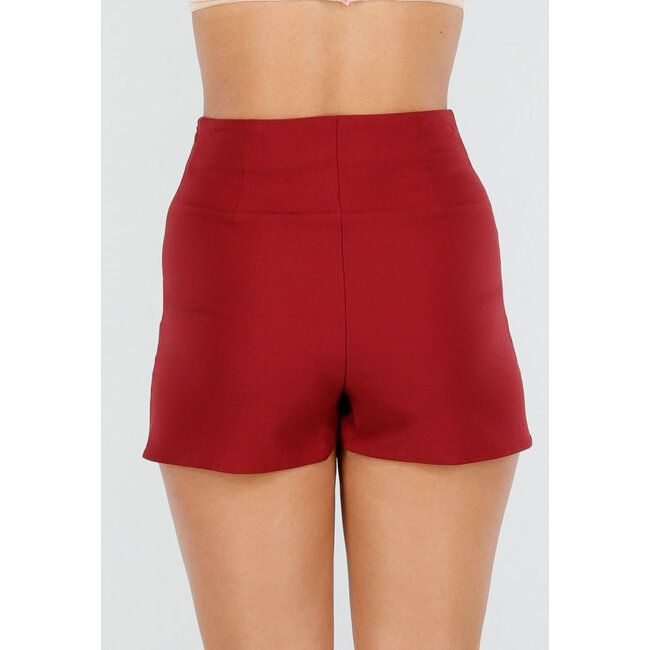 Bordeauxroter Skort mit Stretch und Schlitz