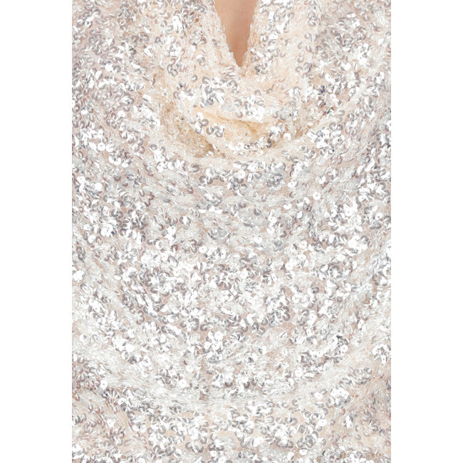 Champagner Pailletten Neckholder-Top mit Wasserfallausschnitt