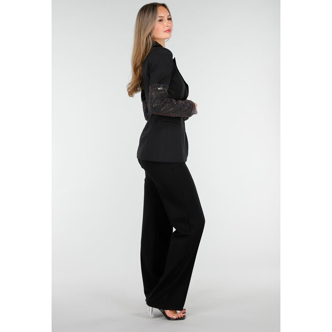Blazer in Schwarz mit Strass und Schulterpolstern