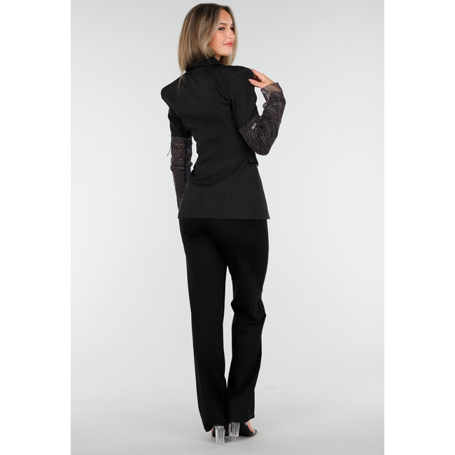 Blazer in Schwarz mit Strass und Schulterpolstern