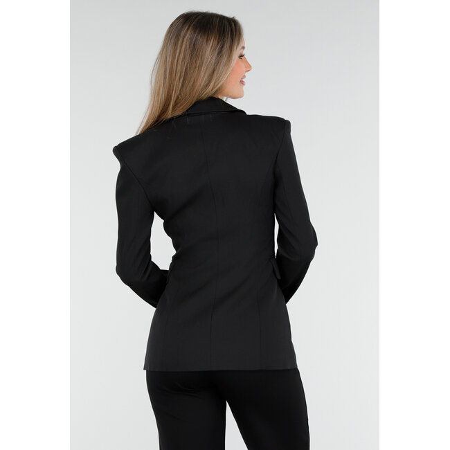Blazer in Schwarz mit Strass und Schulterpolstern