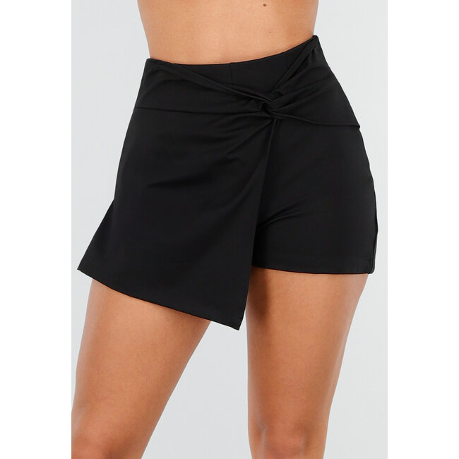 Schwarzer Skort mit Stretch und Twist-Detail