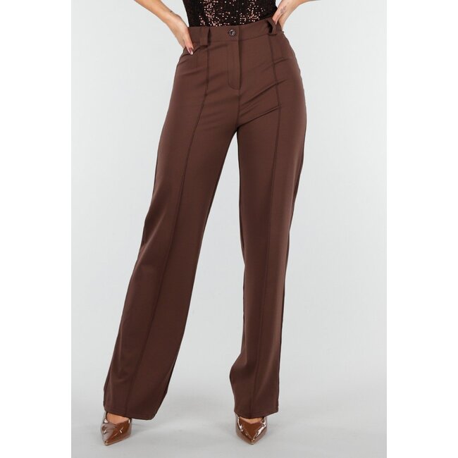 Gerade geschnittene braune Hose Super Stretch