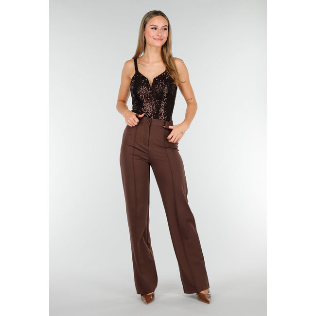 Gerade geschnittene braune Hose Super Stretch
