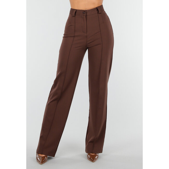 Gerade geschnittene braune Hose Super Stretch