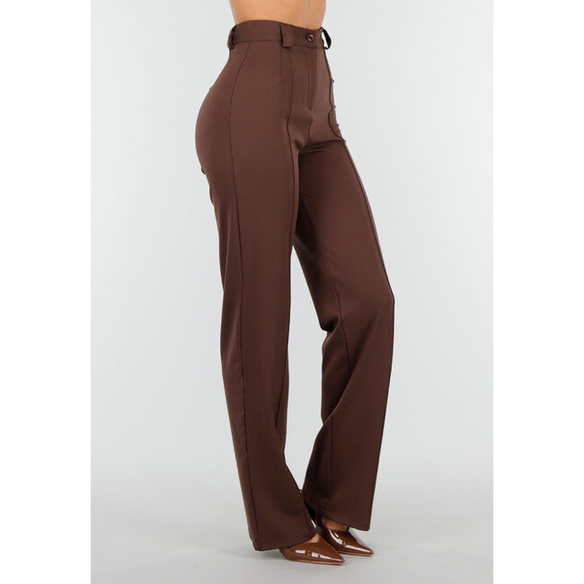 Gerade geschnittene braune Hose Super Stretch