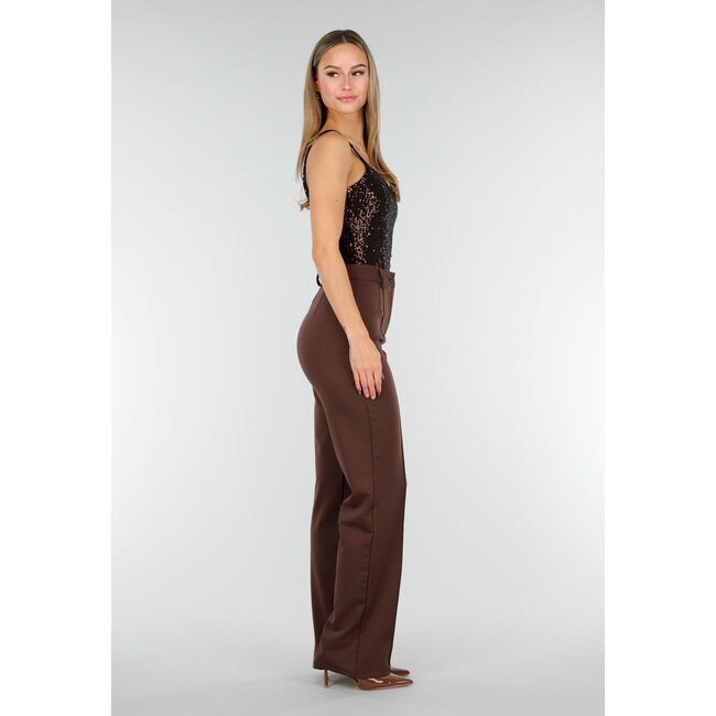 Gerade geschnittene braune Hose Super Stretch