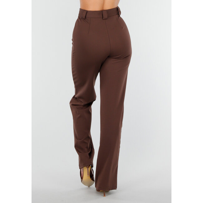 Gerade geschnittene braune Hose Super Stretch