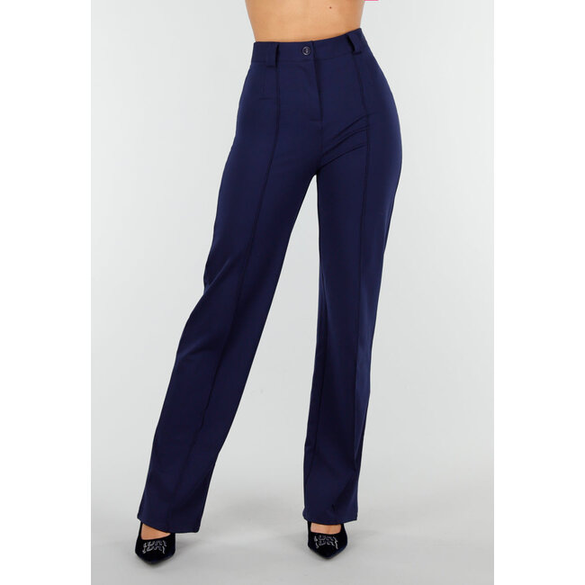 Super Stretch Straight Leg Navy Blue Trousers