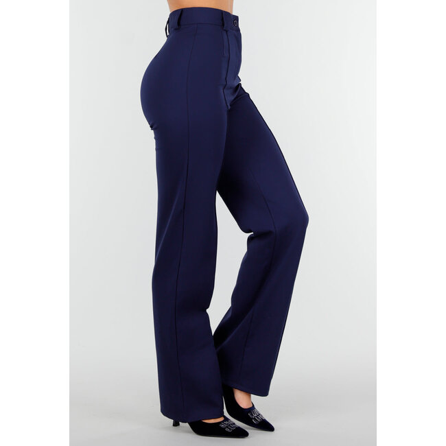 Super Stretch Straight Leg Navy Blue Trousers