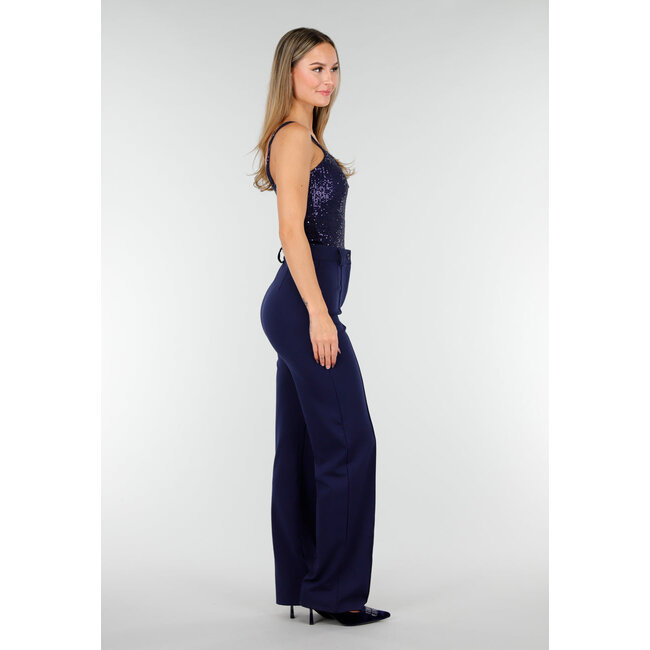 Super Stretch Straight Leg Navy Blue Trousers