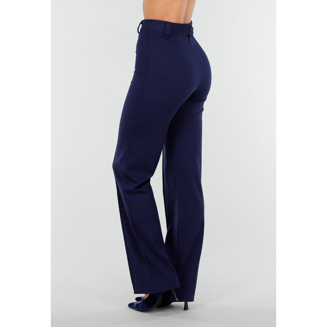 Super Stretch Straight Leg Navy Blue Trousers