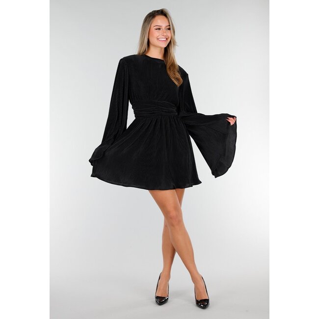 Schwarzes Plissee-Stretchkleid