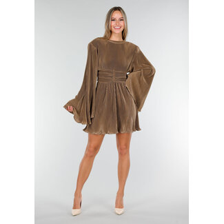 Braunes Plissee-Stretchkleid