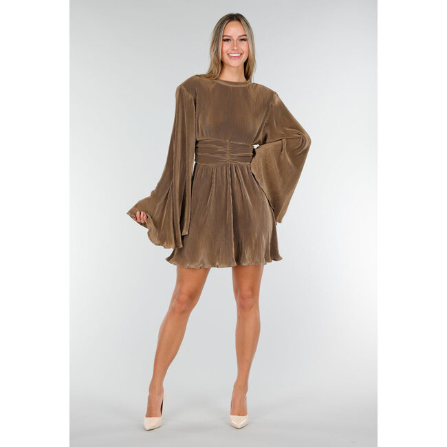 Braunes Plissee-Stretchkleid