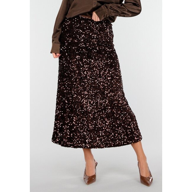 Brauner Pailletten-Midirock