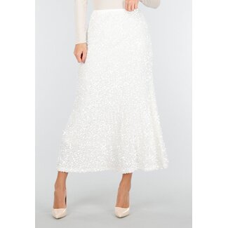 Weißer Paillettenrock in Midi-Länge