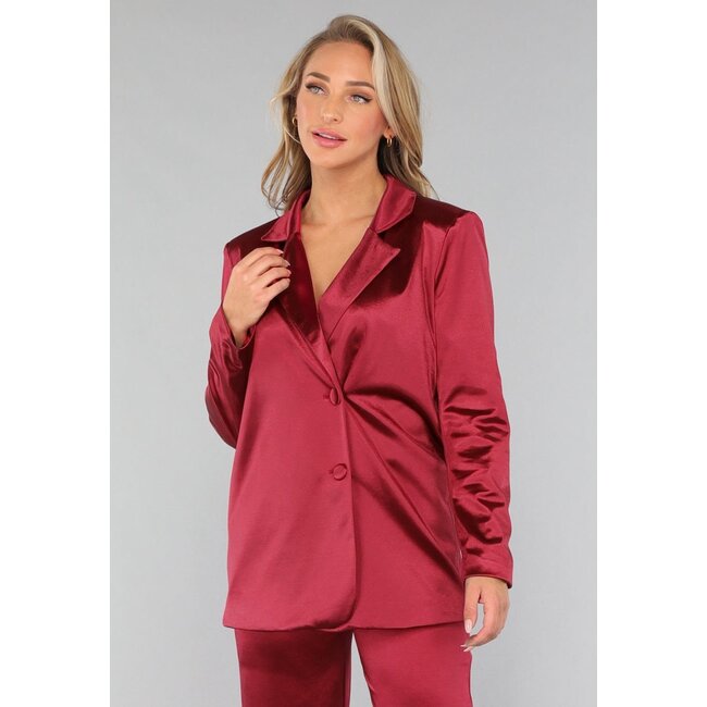 Burgunderfarbener Satin-Blazer