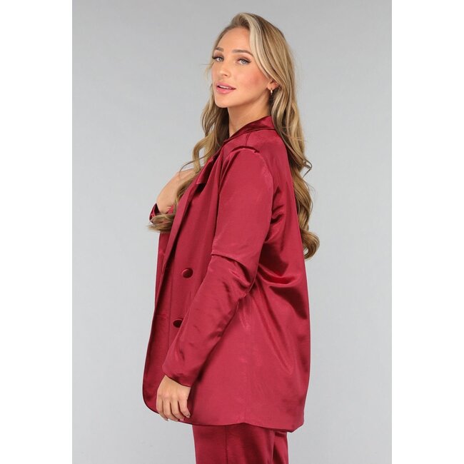 Burgunderfarbener Satin-Blazer