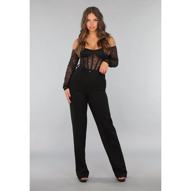 Tall Black Straight Leg Hose mit Stretch