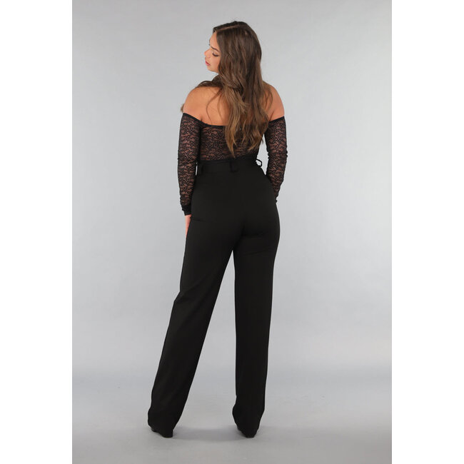 Tall Black Straight Leg Hose mit Stretch