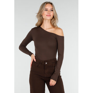 One Shoulder Stretch Top Braun
