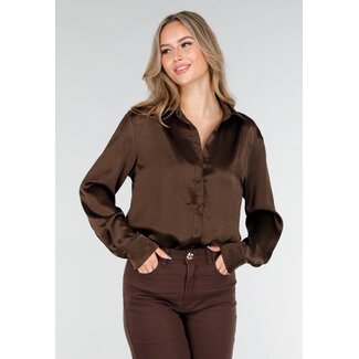 Braune Satinbluse