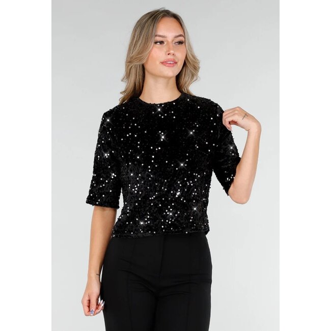 Schwarzes Pailletten-Top