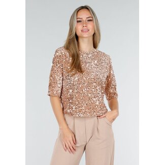 Beige Pailletten Top
