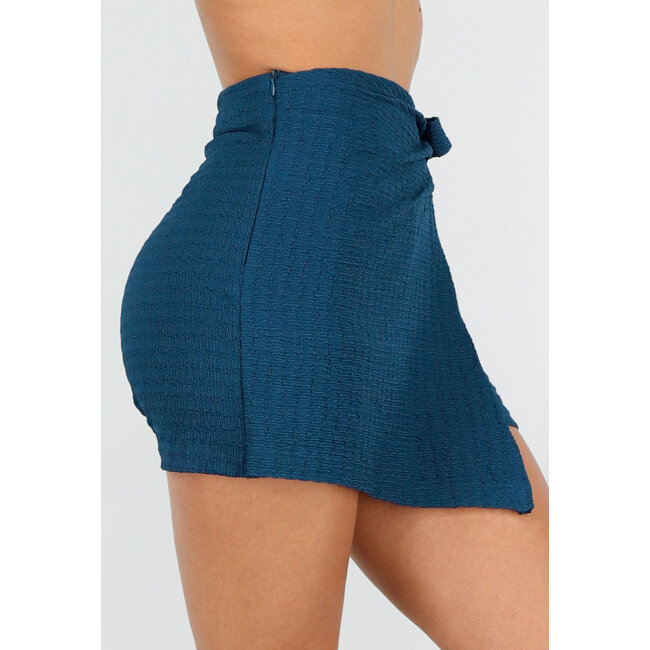Teal Leinenoptik Wickelrock mit Stretchanteil