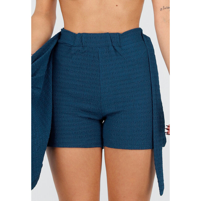 Teal Leinenoptik Wickelrock mit Stretchanteil